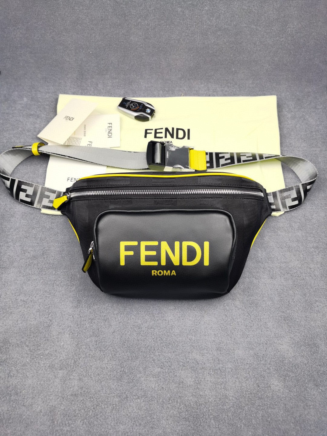 Fendi Top QualityTop Quality Little Monster Black Gray FF Accessory