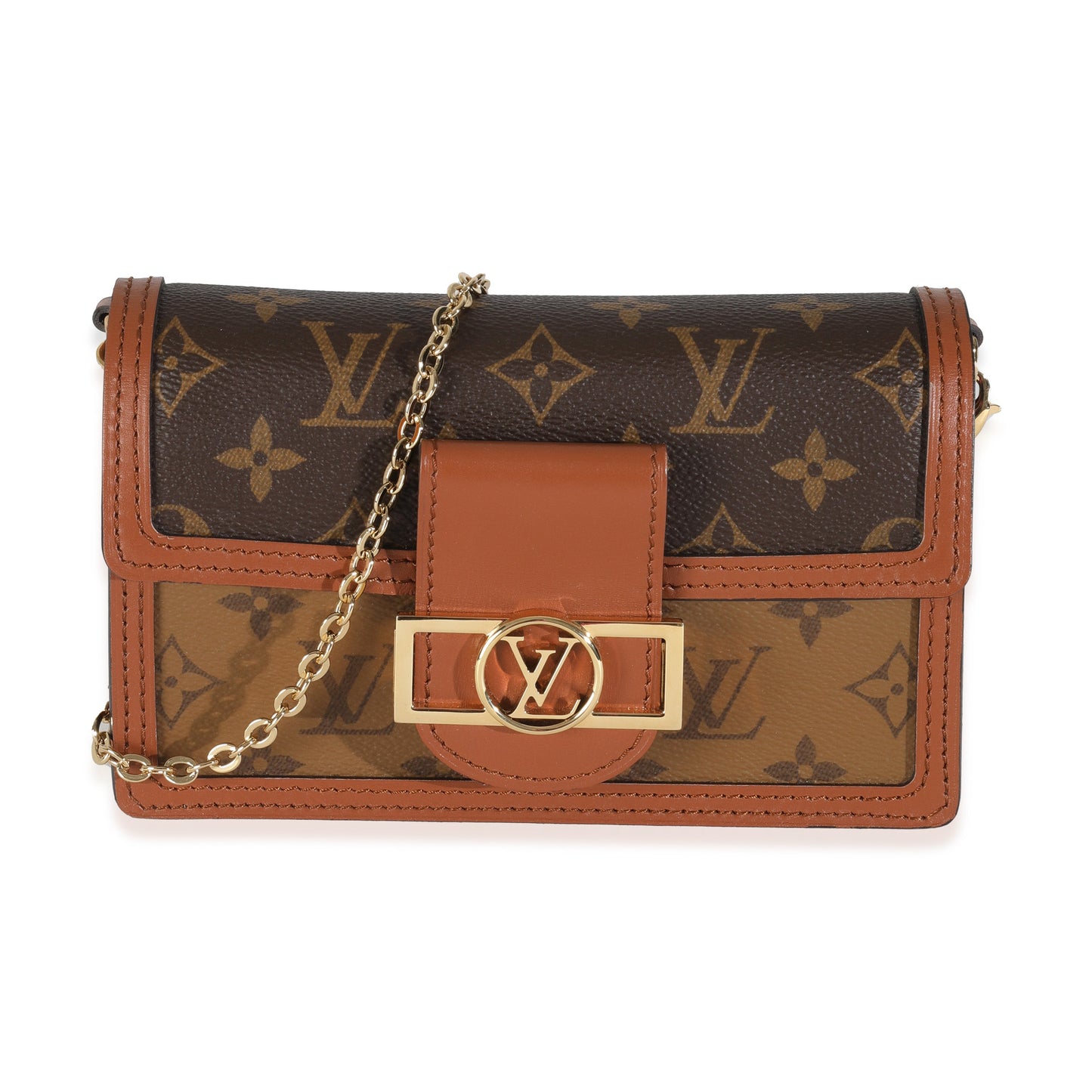 Louis Vuitton Reverse Dauphine Monogram Canvas Chain Wallet Case