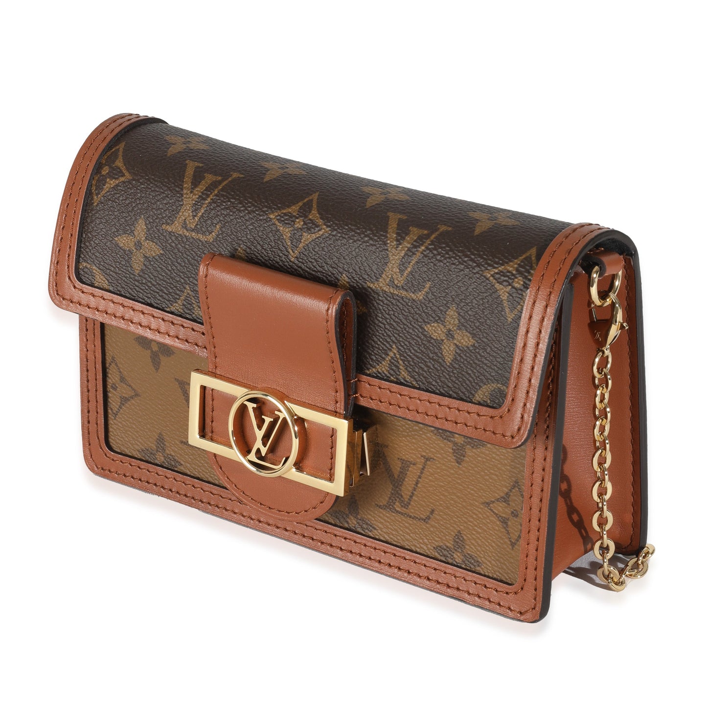 Louis Vuitton Reverse Dauphine Monogram Canvas Chain Wallet Case