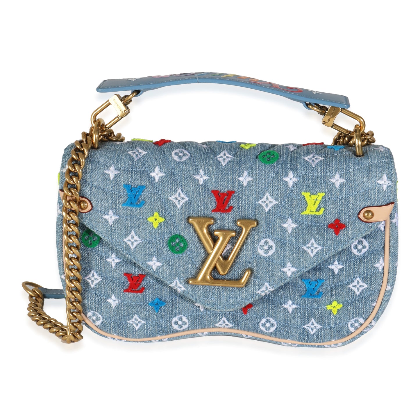 Louis Vuitton Embroidered New Wave MM Monogram Denim Blue Handbag