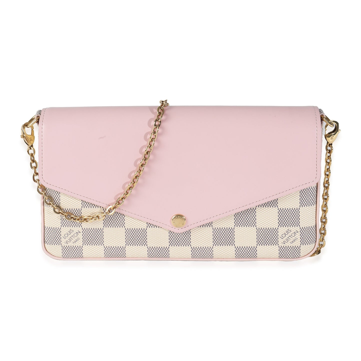 Louis Vuitton Eau De Rose Damier Azur Canvas Calfskin Clutch Bag