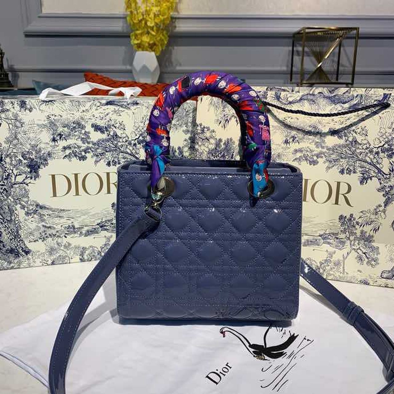 MeTop Qualityum Lady SiTop Qualityer Patent Blue Handbag