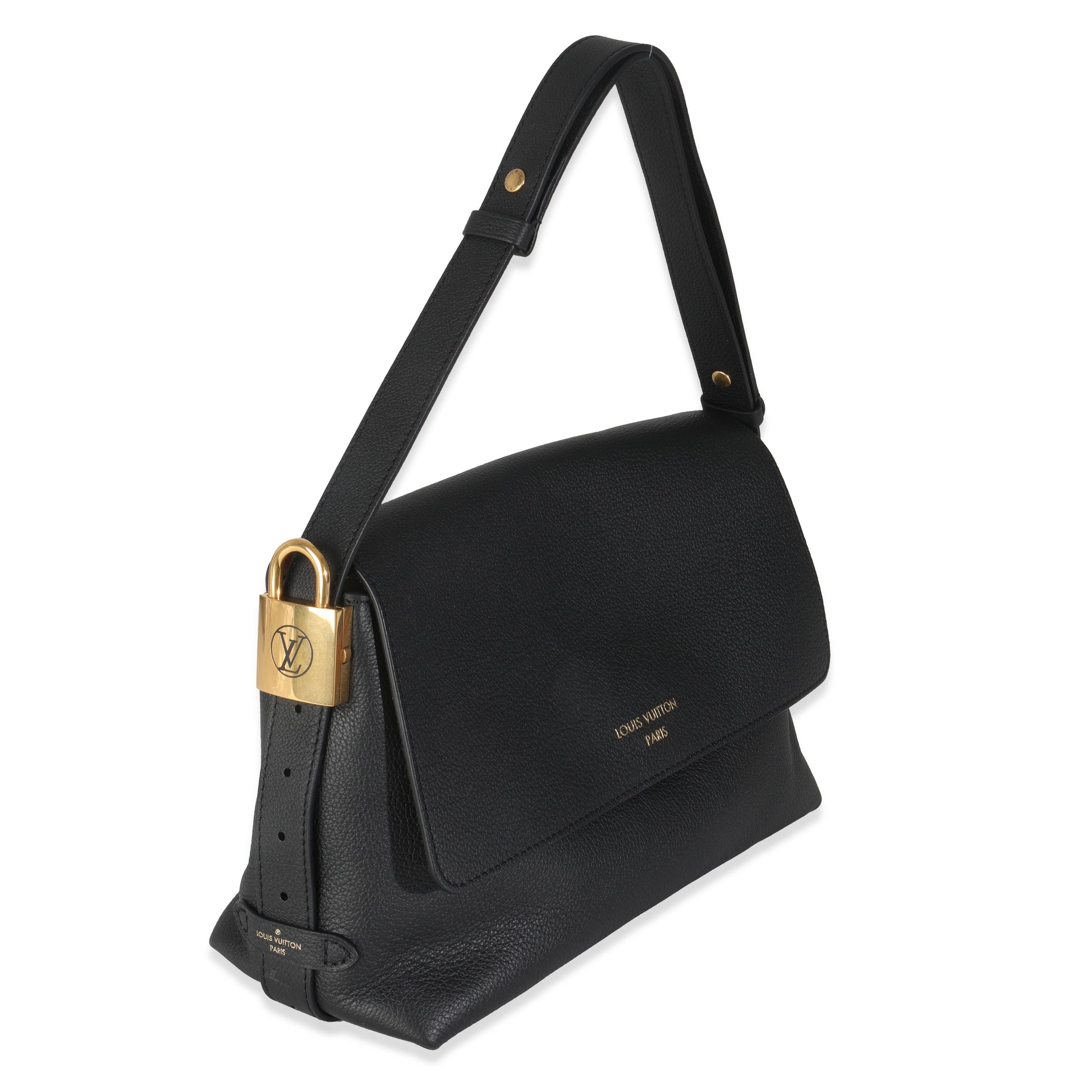 Louis Vuitton Grained Low Key Messenger Leather Calf Black Crossbody Bag