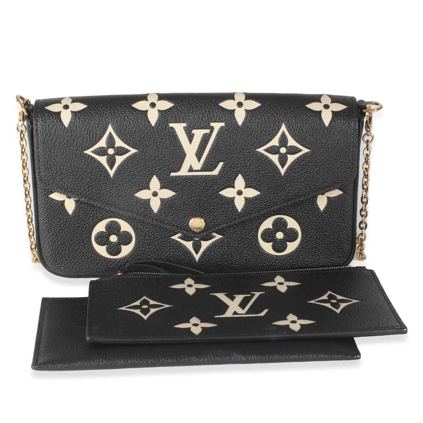 Louis Vuitton Empreinte Giant Felicie Pochette Monogram Black Beige Clutch Bag