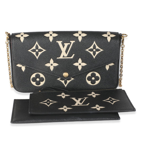 Louis Vuitton Empreinte Giant Felicie Pochette Monogram Black Beige Clutch Bag