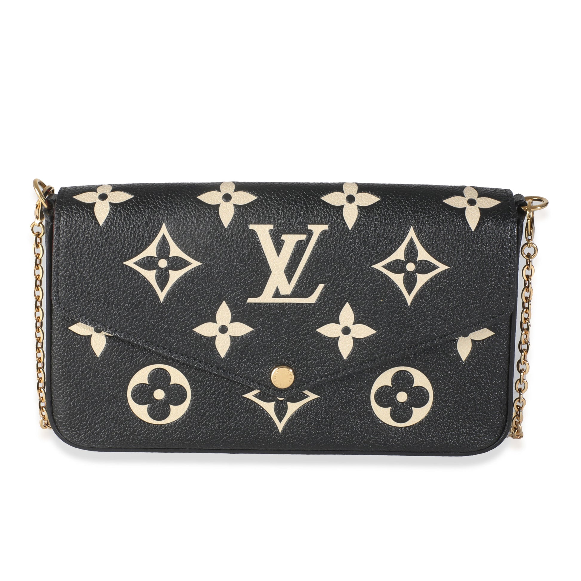 Louis Vuitton Empreinte Giant Felicie Pochette Monogram Black Beige Clutch Bag
