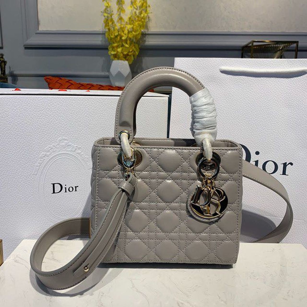Lady Toned Hardware Light Cd Gold Gray Small Travel Bag