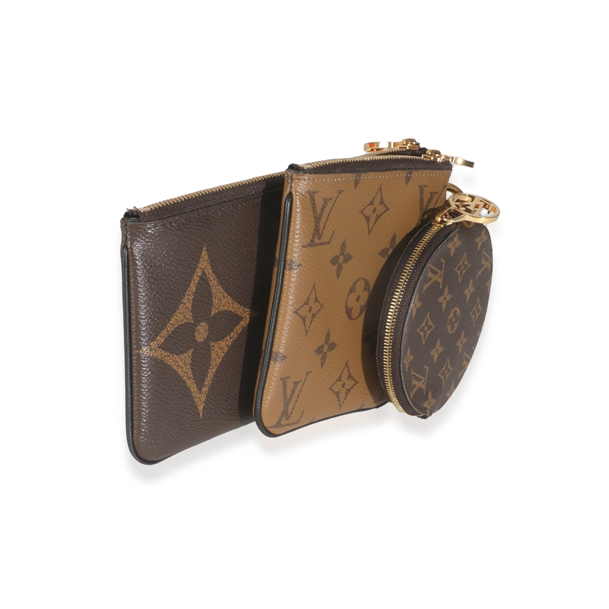 Louis Vuitton Reverse Trio Pochette Monogram Canvas Clutch Bag