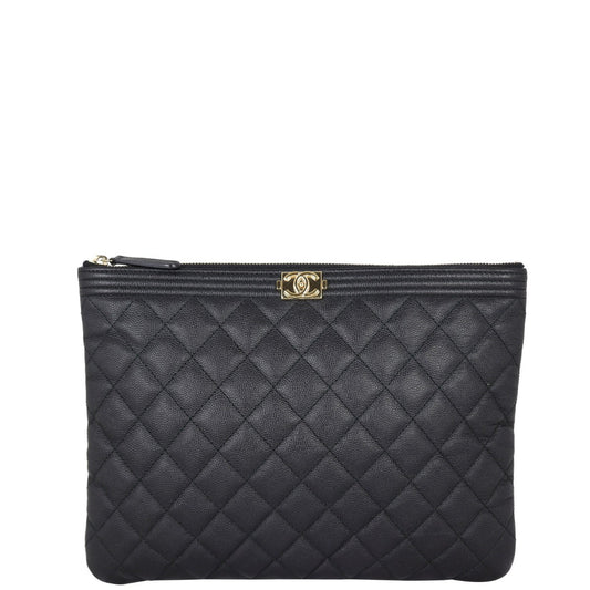 Chanel Boy O-Case Diamond Handbag Black
