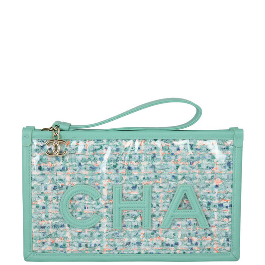 Chanel Tweed Clutch Logo Clutch Bag