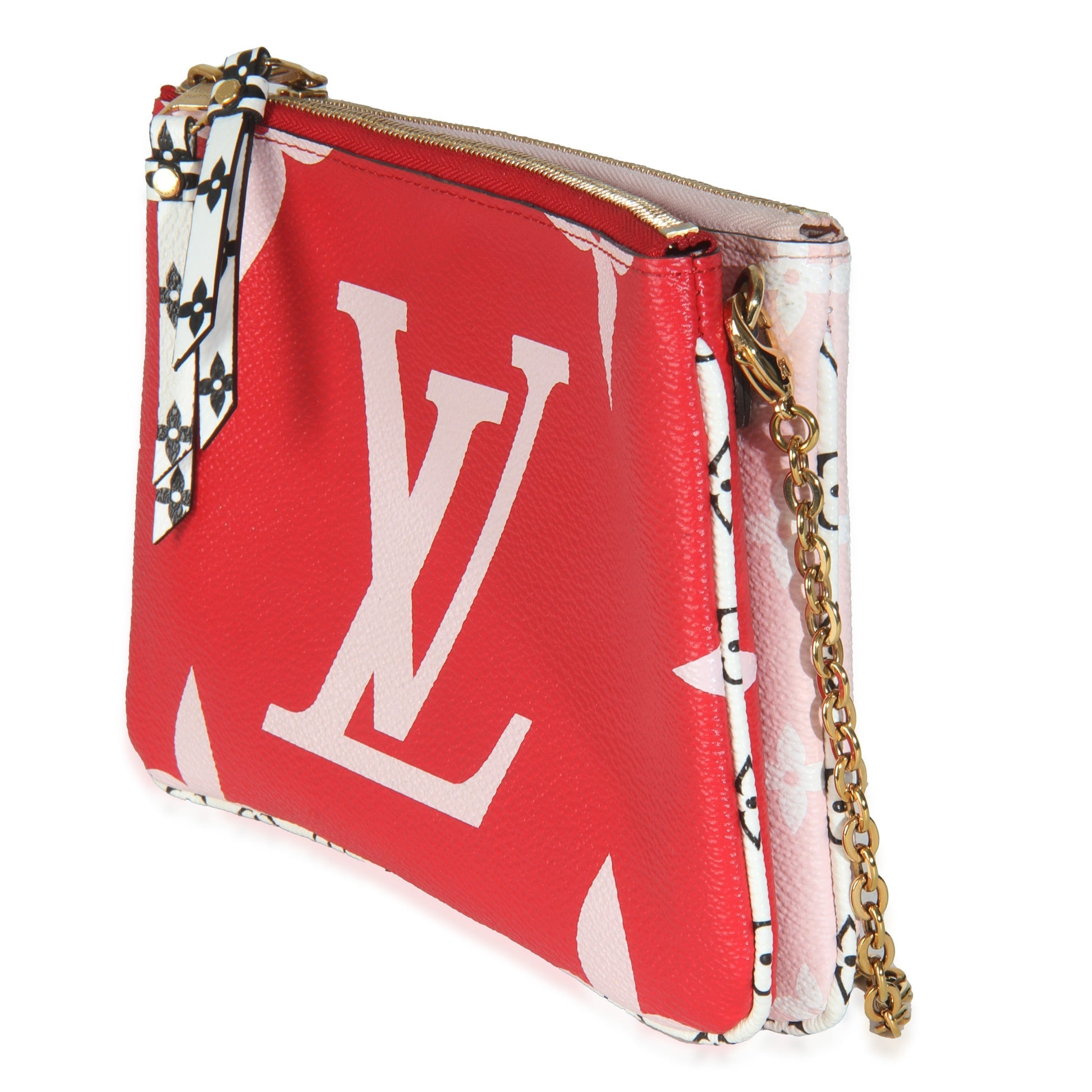 Louis Vuitton Rouge Giant Double Zip Pochette Monogram Canvas Clutch Bag