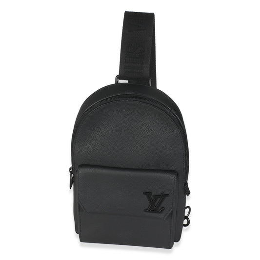 Louis Vuitton Grained Cowhide Aerogram Pilot Slingbag Black Crossbody Bag