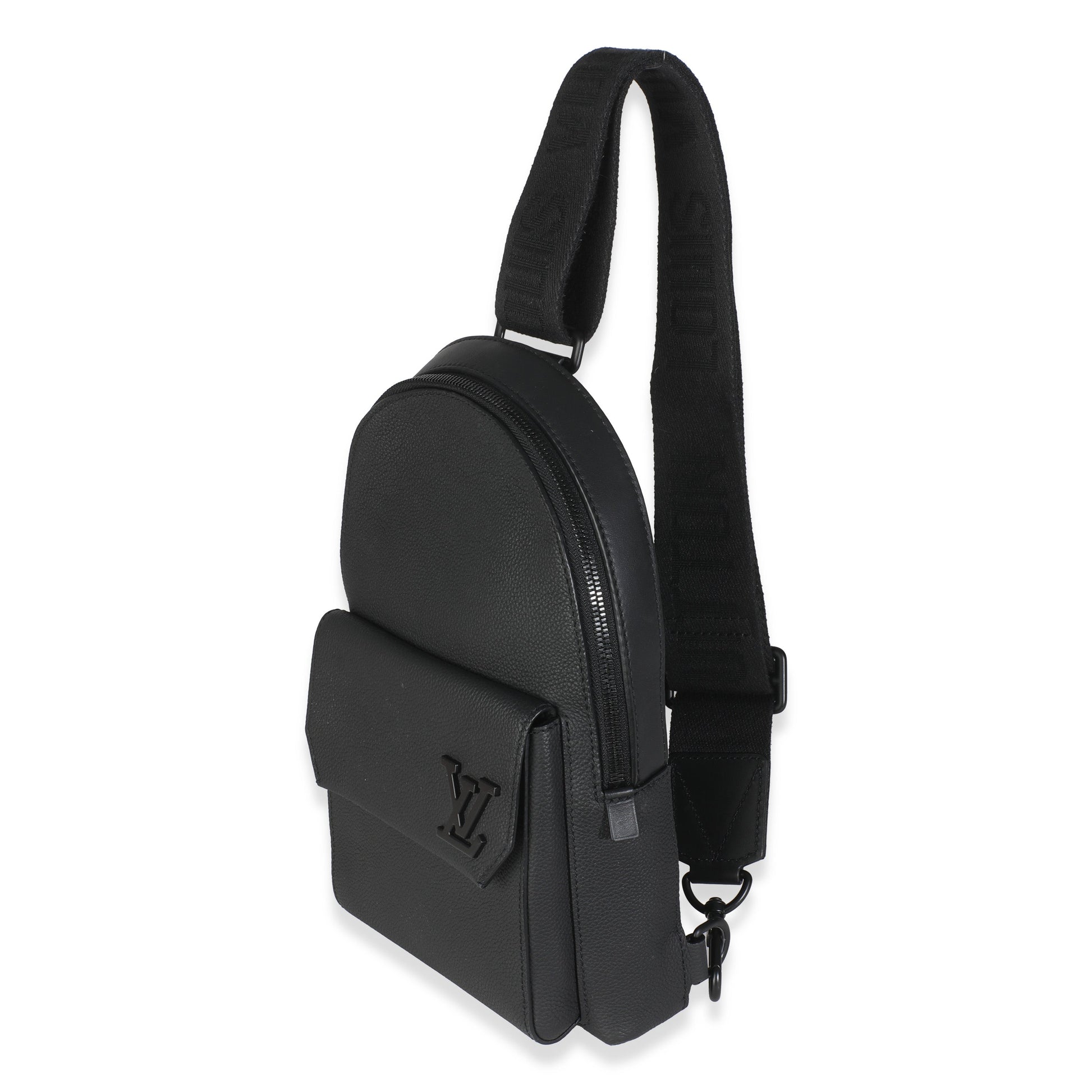 Louis Vuitton Grained Cowhide Aerogram Pilot Slingbag Black Crossbody Bag