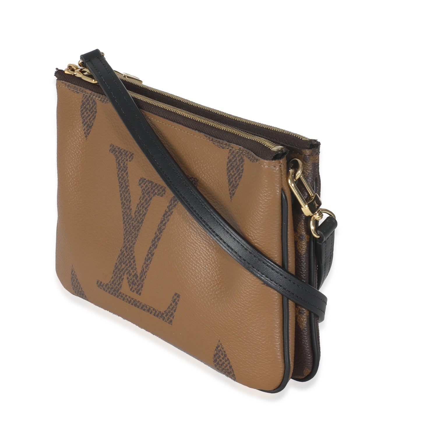 Louis Vuitton Reverse Double Zip Pochette Monogram Canvas Clutch Bag