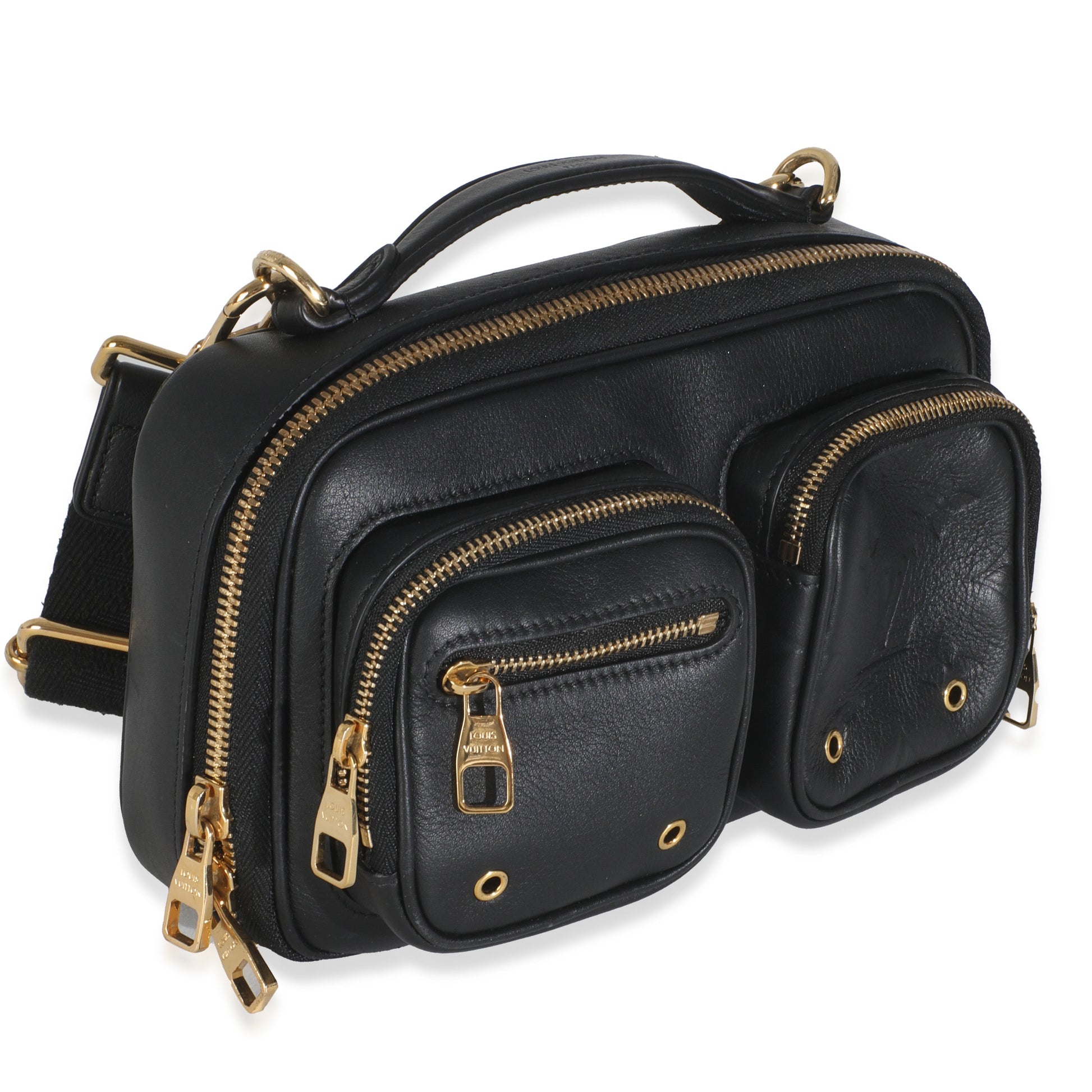 Louis Vuitton Embossed Utility Monogram Calfskin Black Crossbody Bag