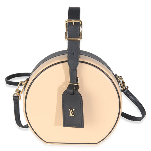 Louis Vuitton Petite Boite Chapeau Calfskin Black Beige Handbag