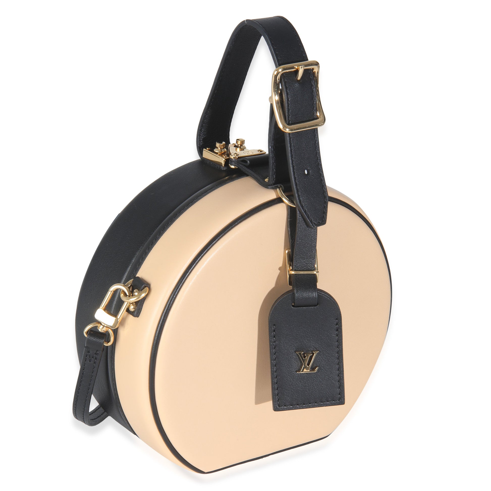 Louis Vuitton Petite Boite Chapeau Calfskin Black Beige Handbag