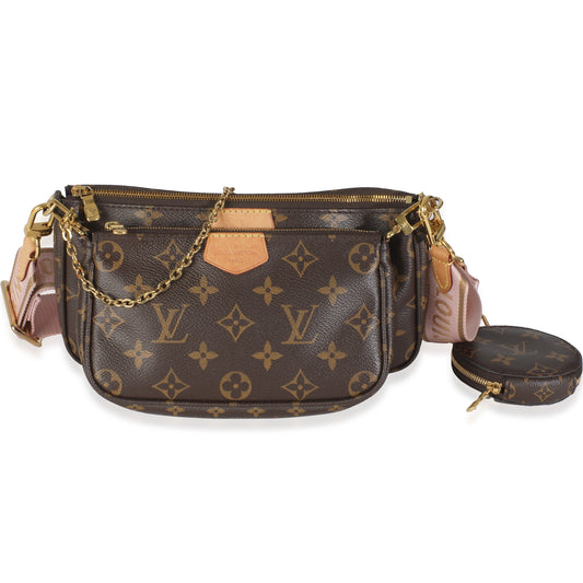 Louis Vuitton Rose Ballerine Multi Pochette Accessories Monogram Canvas Clutch Bag