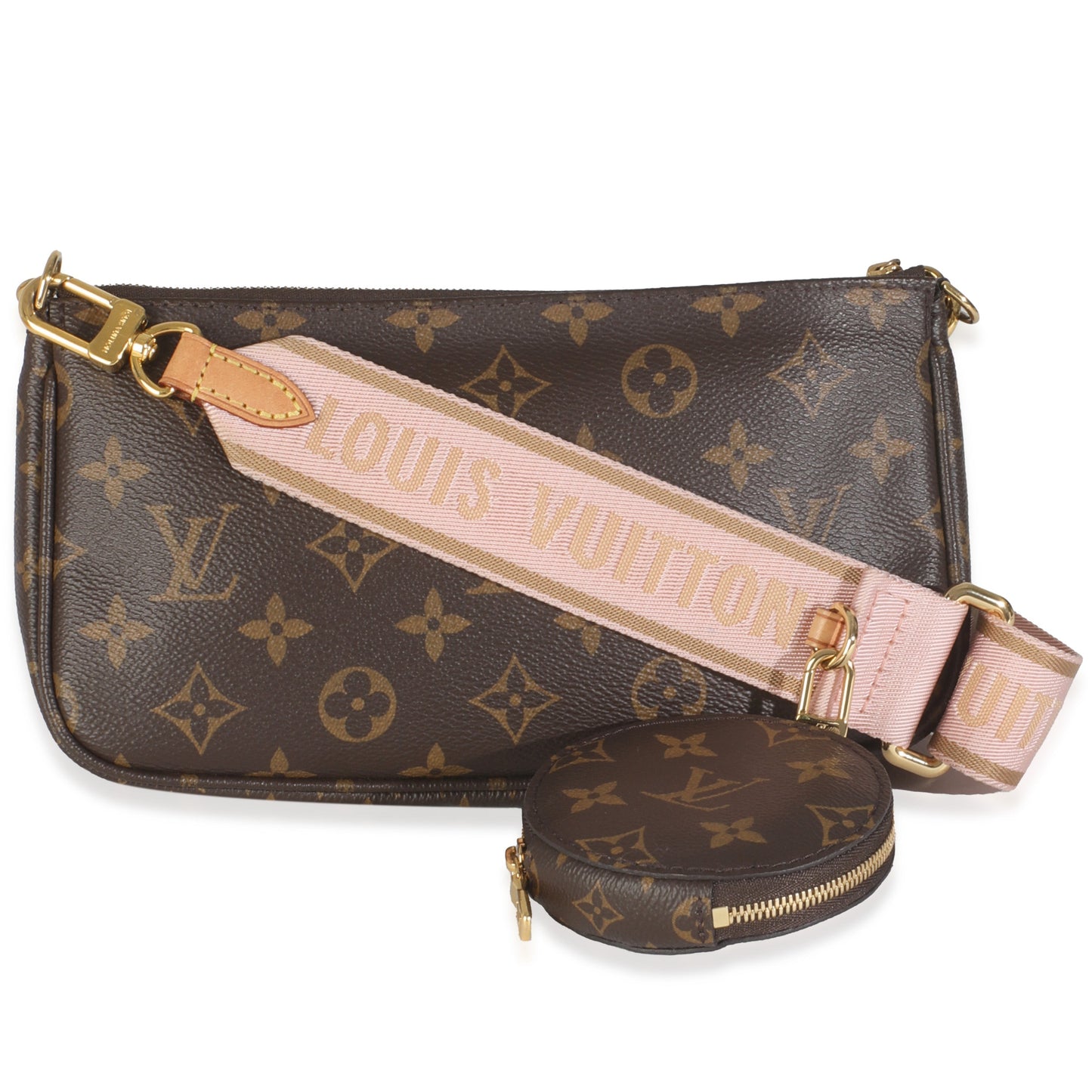 Louis Vuitton Rose Ballerine Multi Pochette Accessories Monogram Canvas Clutch Bag