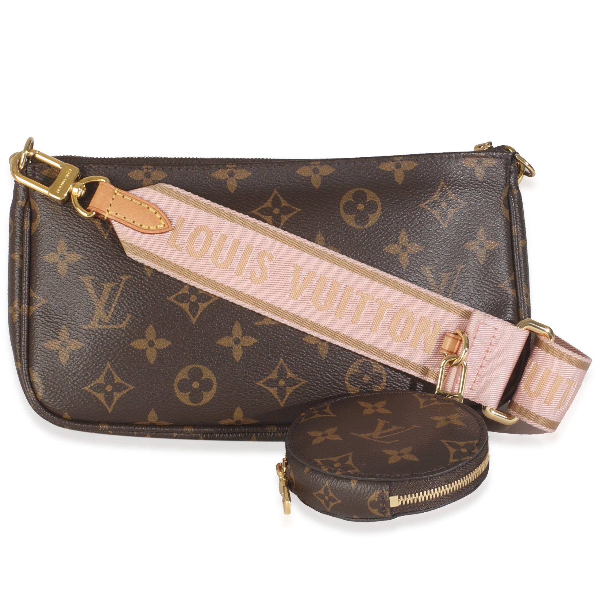 Louis Vuitton Rose Ballerine Multi Pochette Accessories Monogram Canvas Clutch Bag