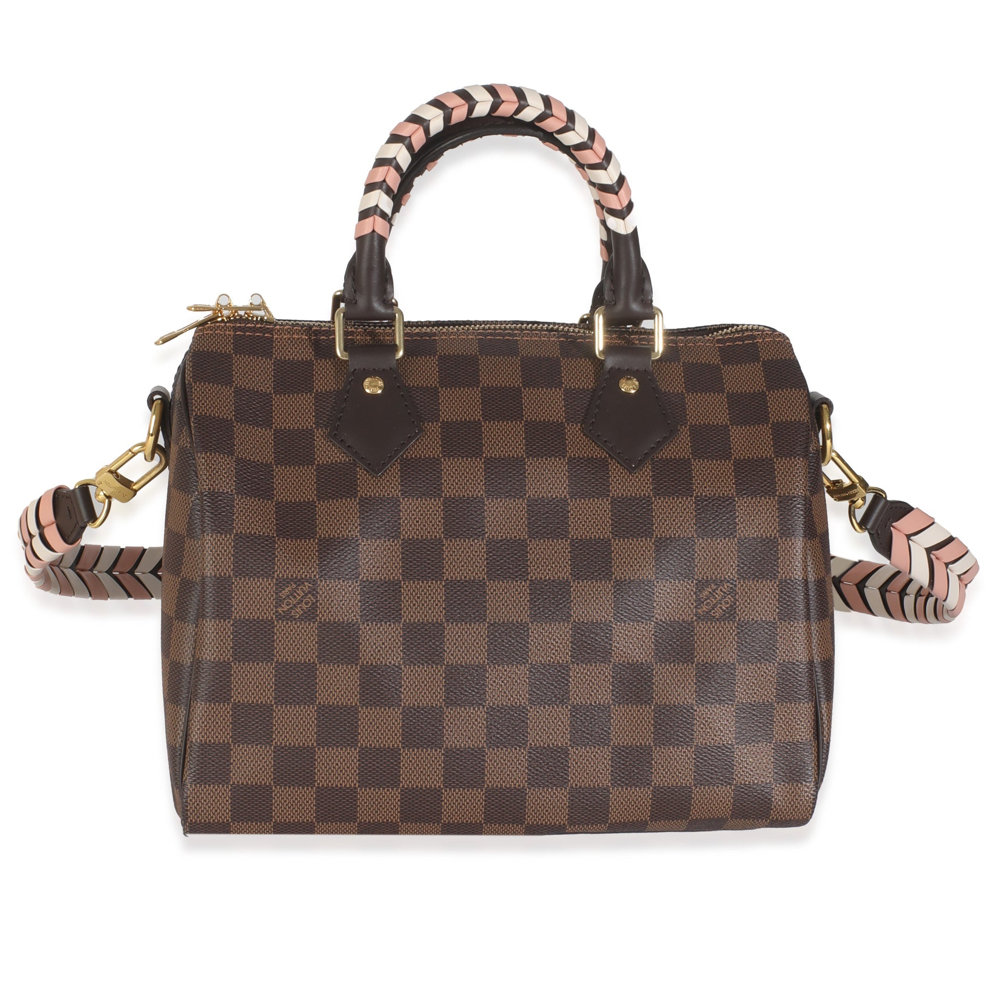 Louis Vuitton Damier Ebene Braided Speedy Bandouliere Canvas Handbag