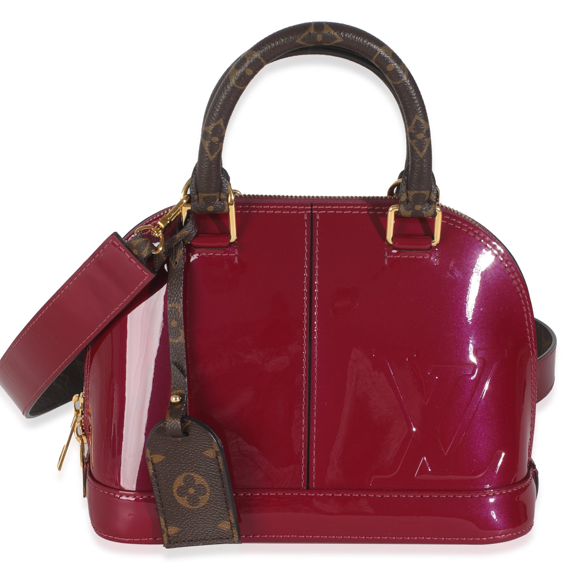 Louis Vuitton Magenta Vernis Alma BB Monogram Handbag