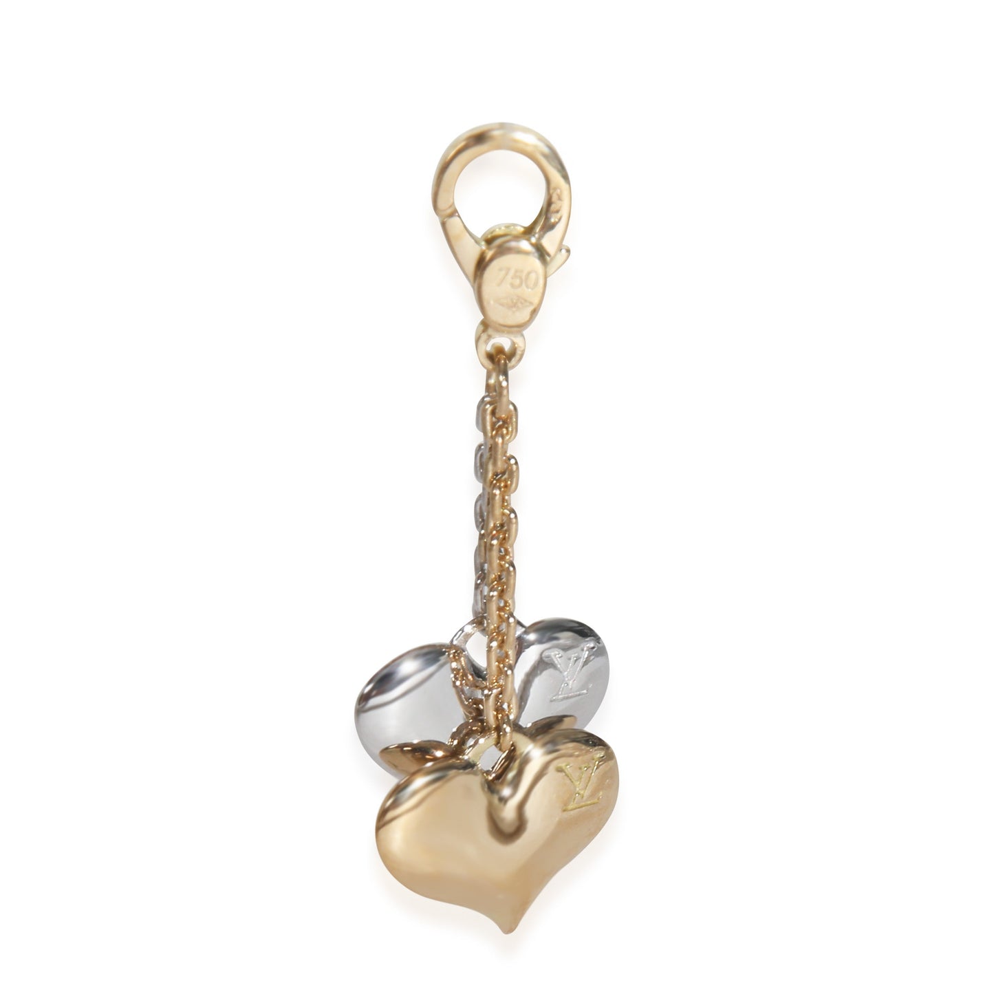 Louis Vuitton & Yellow GoldDouble Heart Charm White Handbag