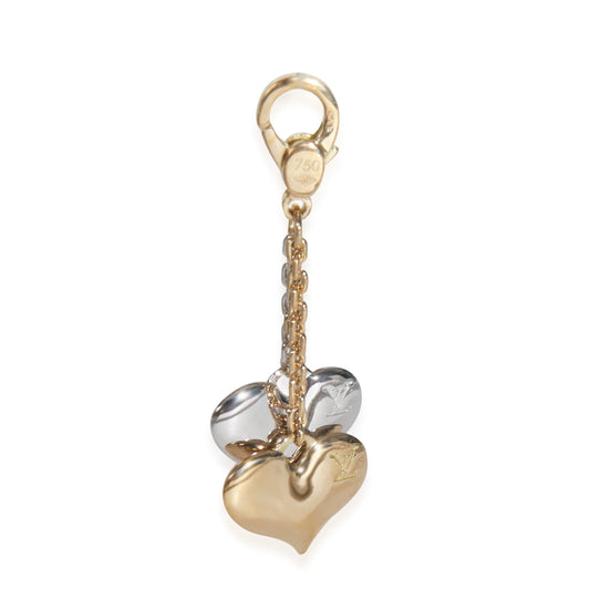 Louis Vuitton & Yellow GoldDouble Heart Charm White Handbag