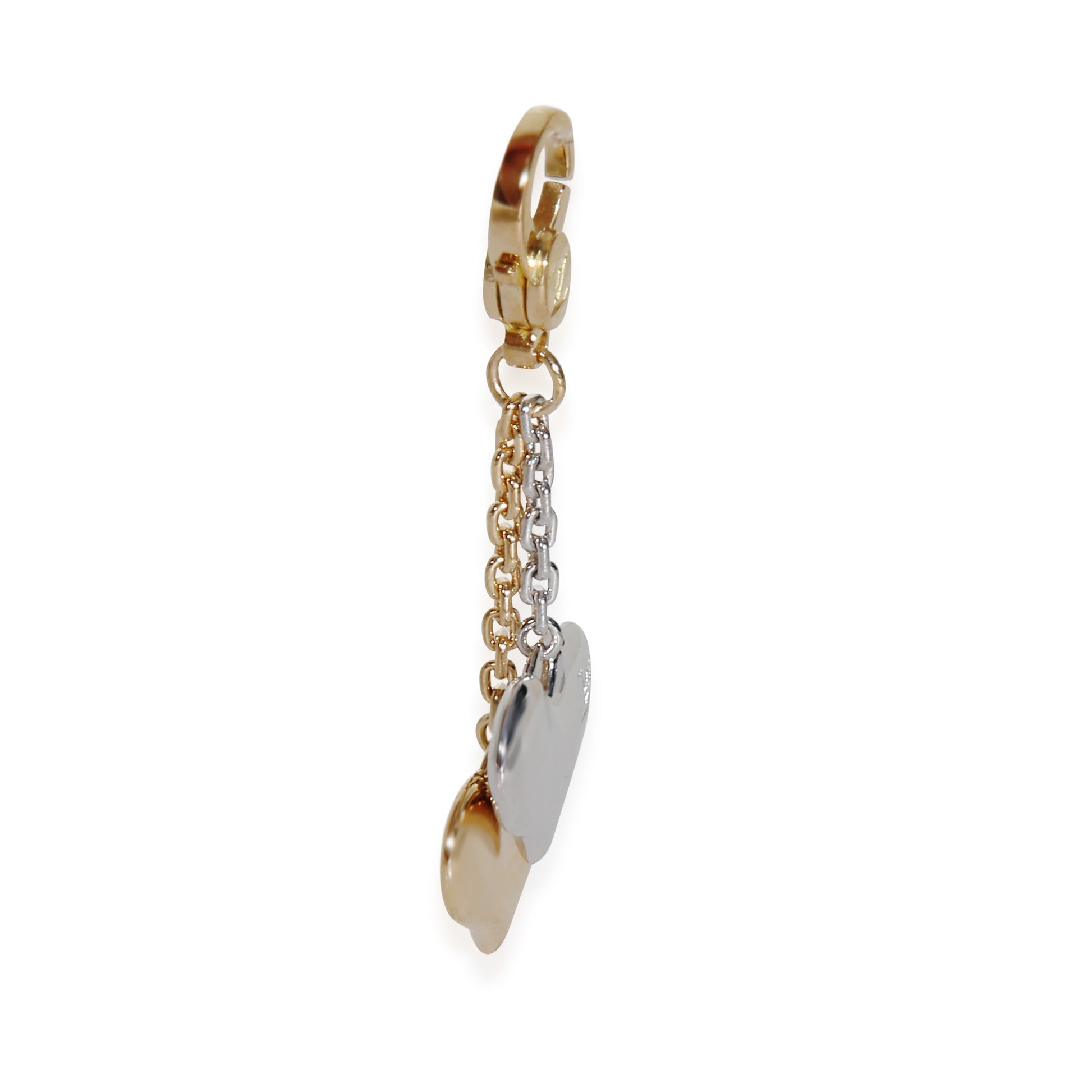 Louis Vuitton & Yellow GoldDouble Heart Charm White Handbag
