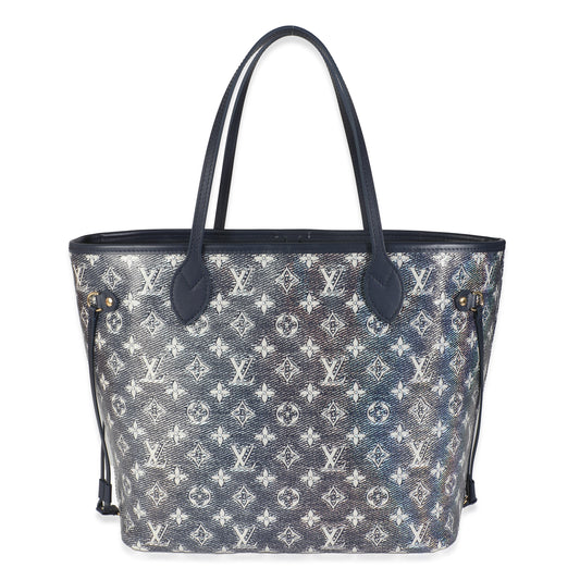 Louis Vuitton Monoglam Neverfull MM Canvas Blue Tote Bag
