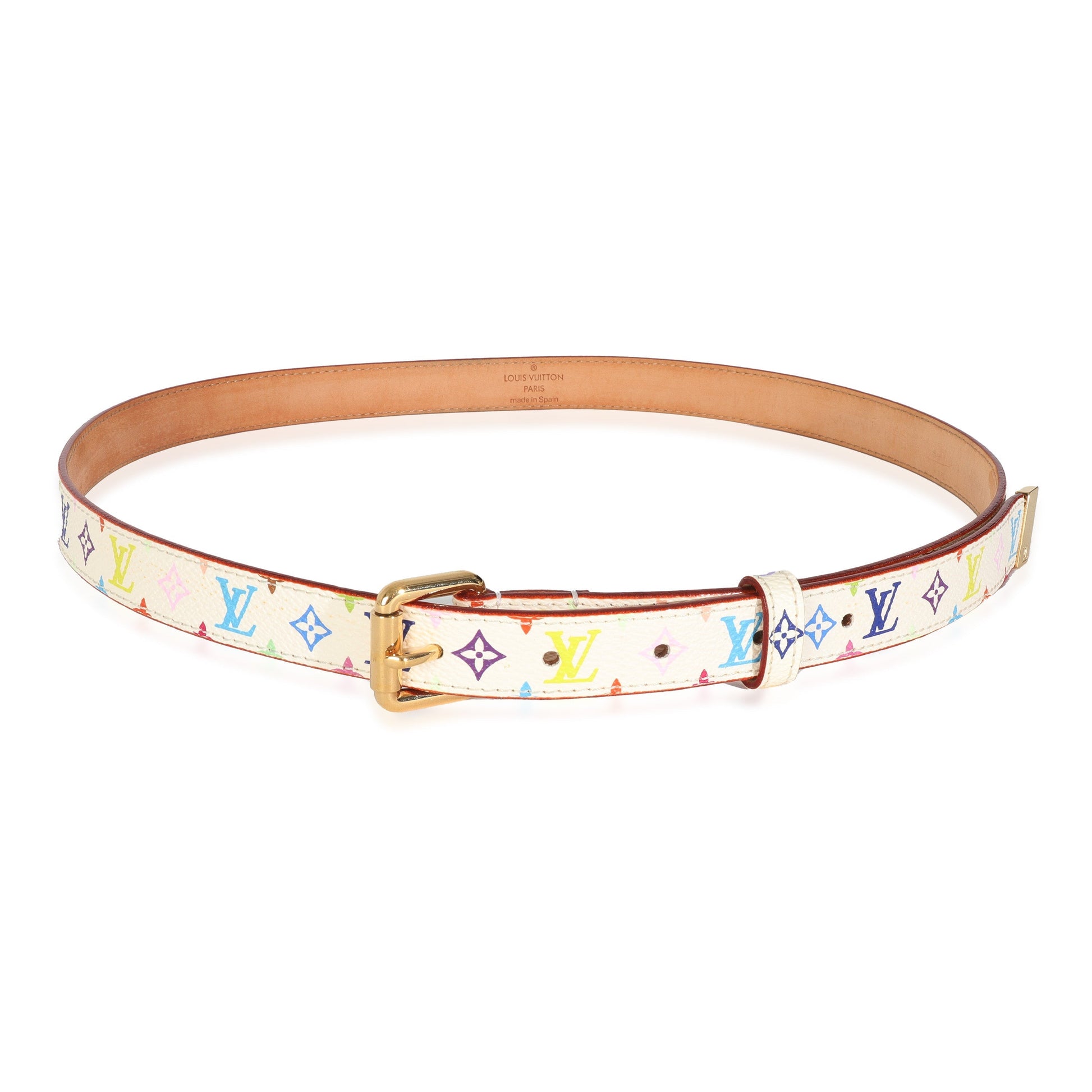 Louis Vuitton Buckle 90 36 Monogram Canvas White Multicolor Belt