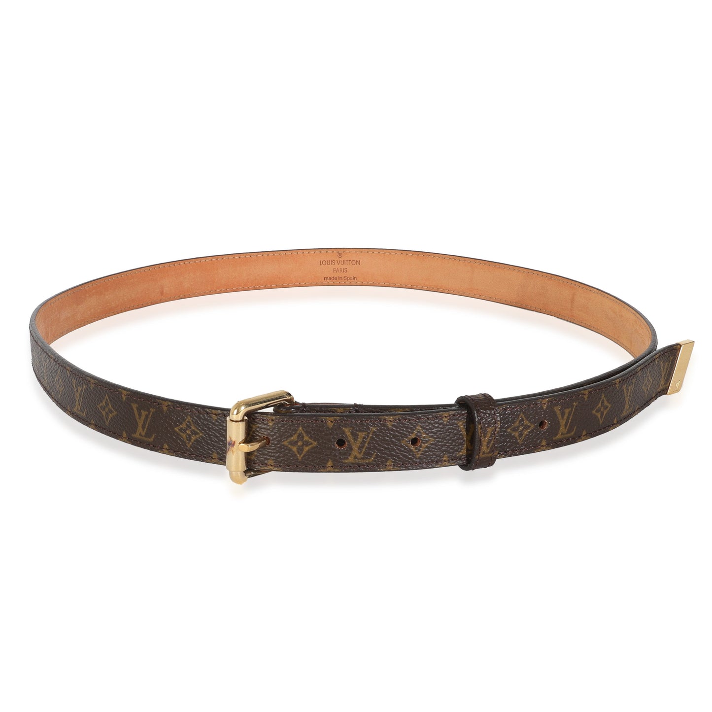 Louis Vuitton Buckle 90 36 Monogram Canvas Gold Belt