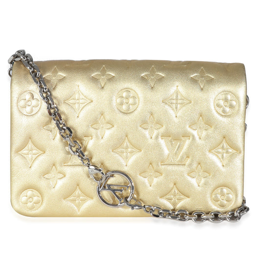 Louis Vuitton ette Coussin Monogram Lambskin Gold Clutch Bag