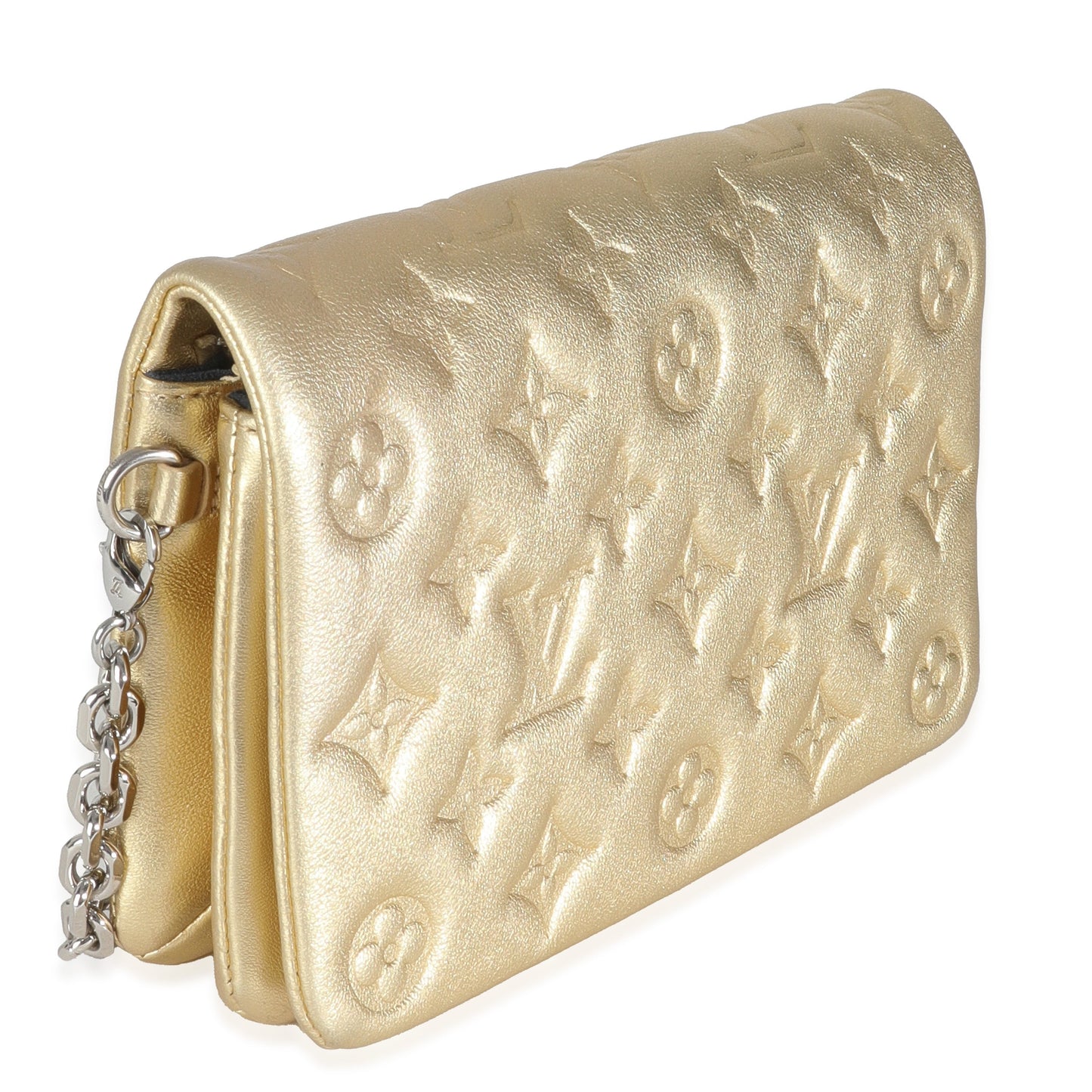 Louis Vuitton ette Coussin Monogram Lambskin Gold Clutch Bag