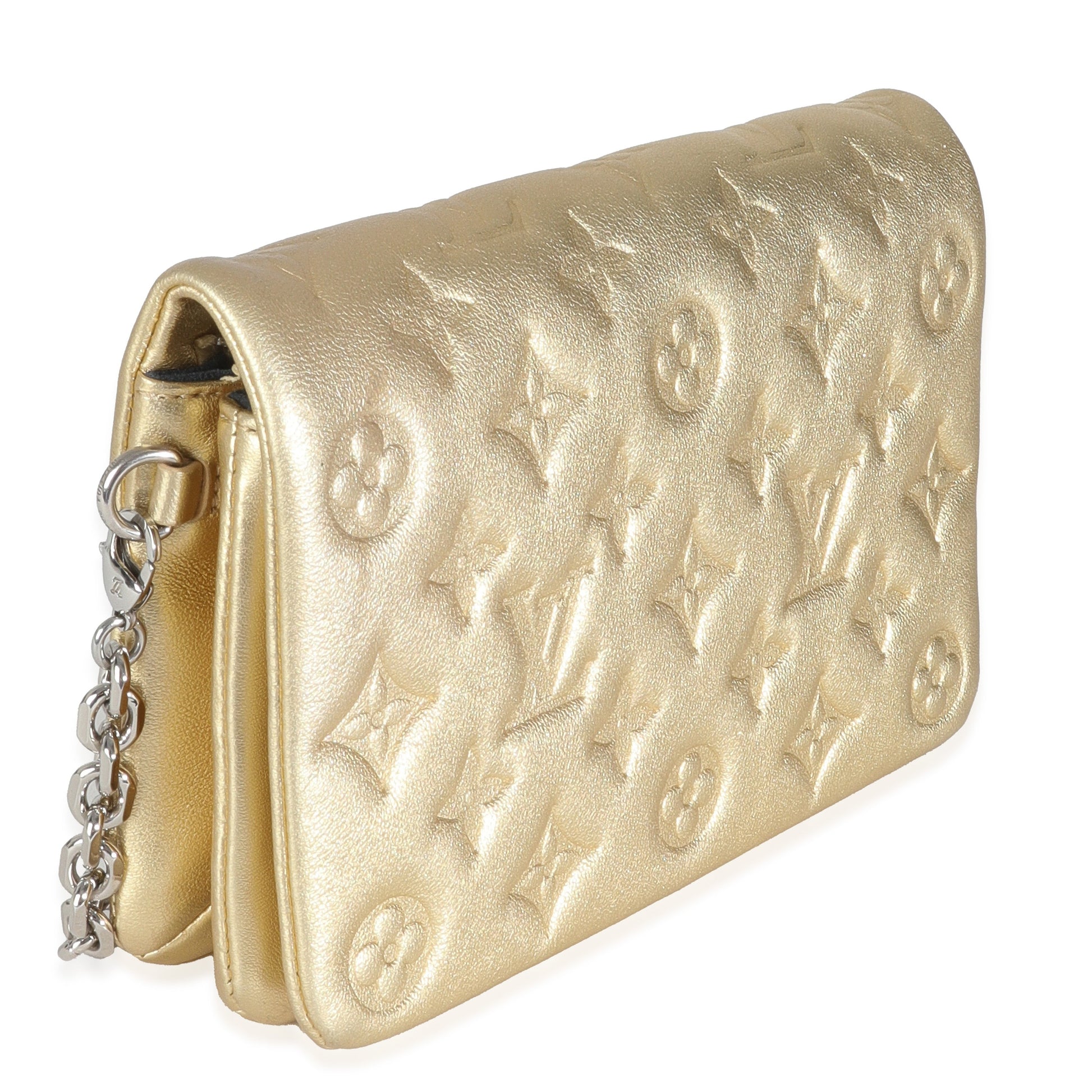 Louis Vuitton ette Coussin Monogram Lambskin Gold Clutch Bag