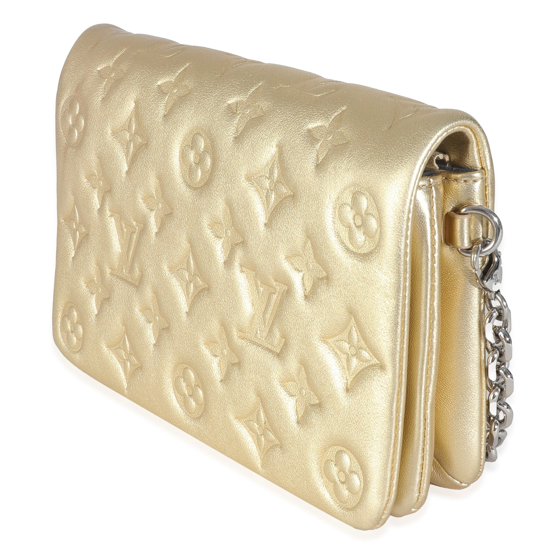 Louis Vuitton ette Coussin Monogram Lambskin Gold Clutch Bag