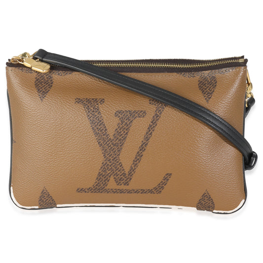 Louis Vuitton Reverse Giant Double Zip Pochette Monogram Canvas Clutch Bag