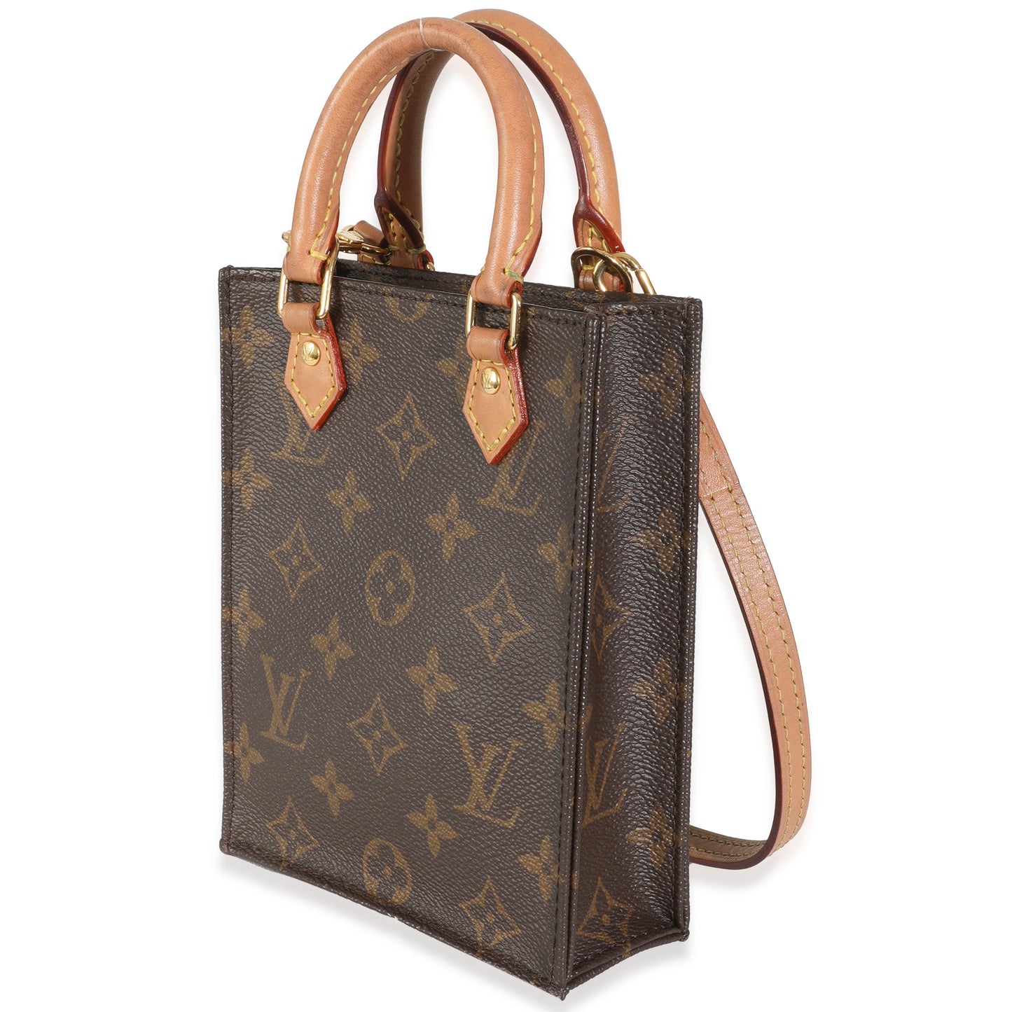 Louis Vuitton Petit Sac Plat Monogram Canvas Handbag Sac Plat