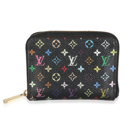 Louis Vuitton Zippy Coin Purse Monogram Canvas Black Multicolor Wallet Case