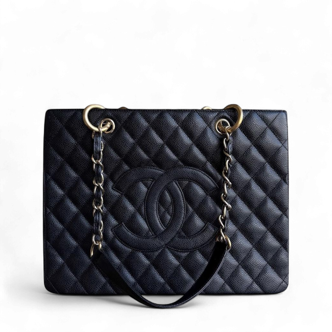Chanel GST Grand Shopping Tote - Caviar Grained Quilted Black Tote Bag Series 16