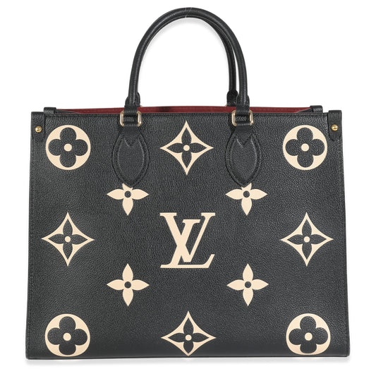 Louis Vuitton Giant Bicolor Empreinte Onthego MM Monogram Black Cream Handbag