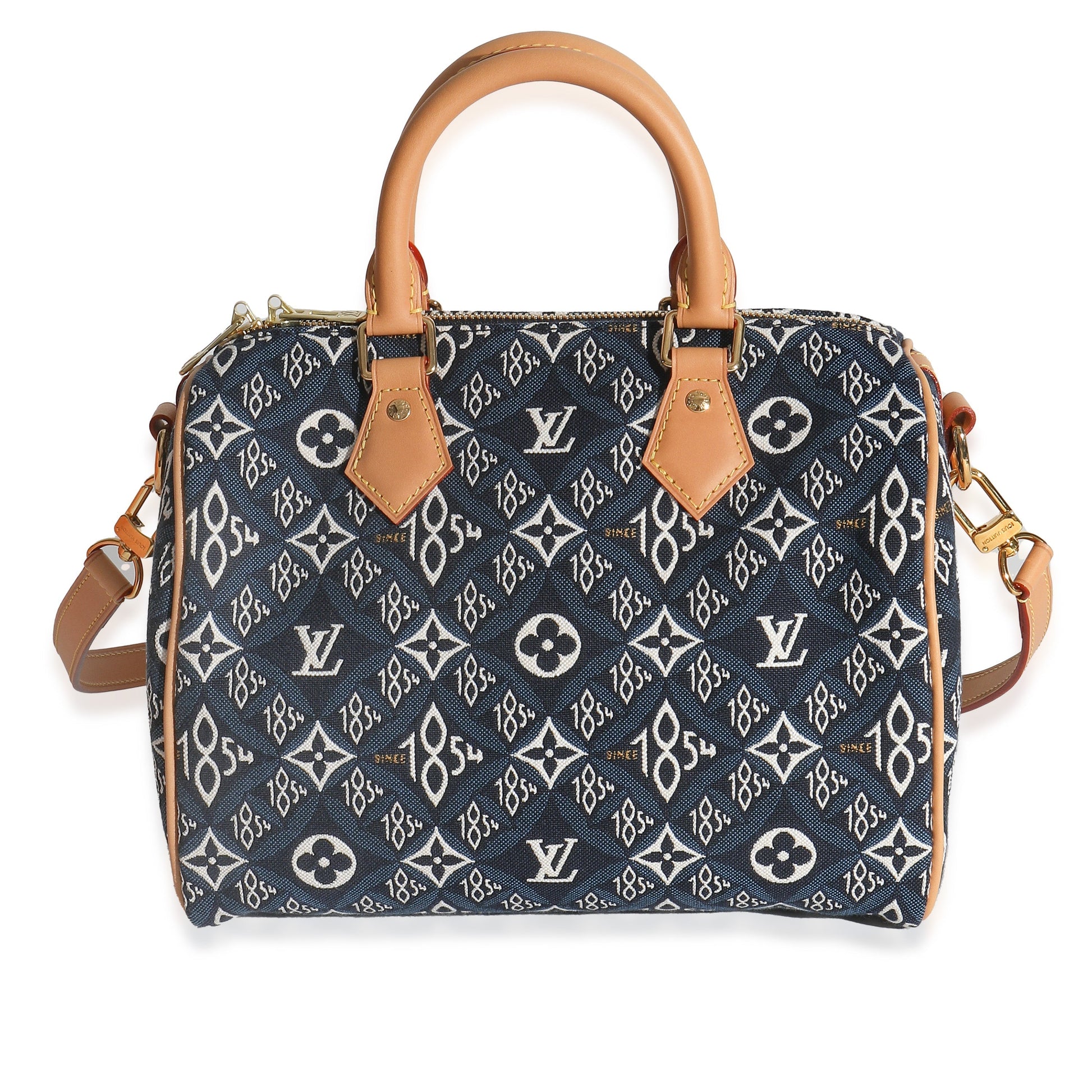 Louis Vuitton Jacquard Since Speedy Bandouliere 25 Canvas Blue Handbag