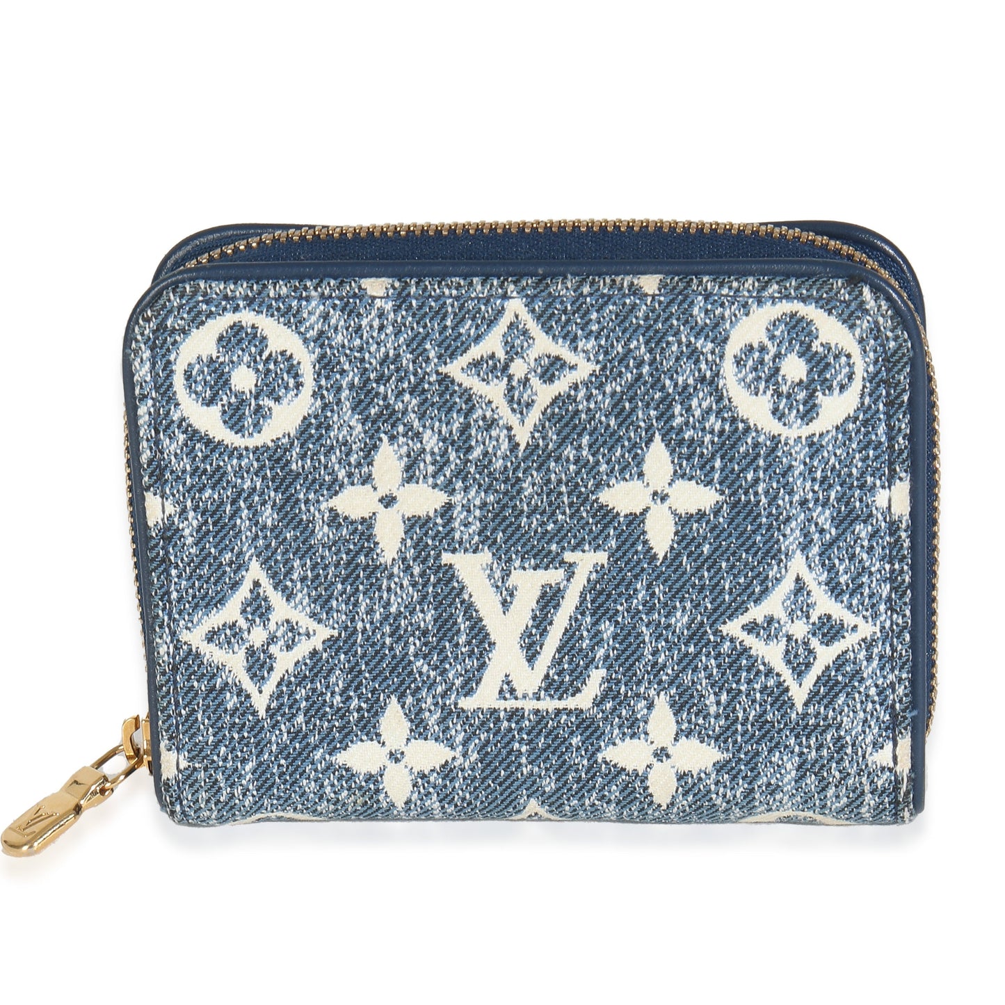 Louis Vuitton Bleu Jacquard Zippy Coin Purse Monogram Denim Wallet Case