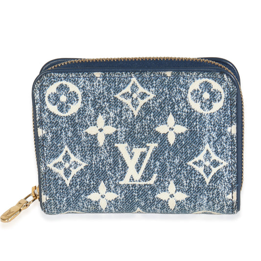 Louis Vuitton Bleu Jacquard Zippy Coin Purse Monogram Denim Wallet Case