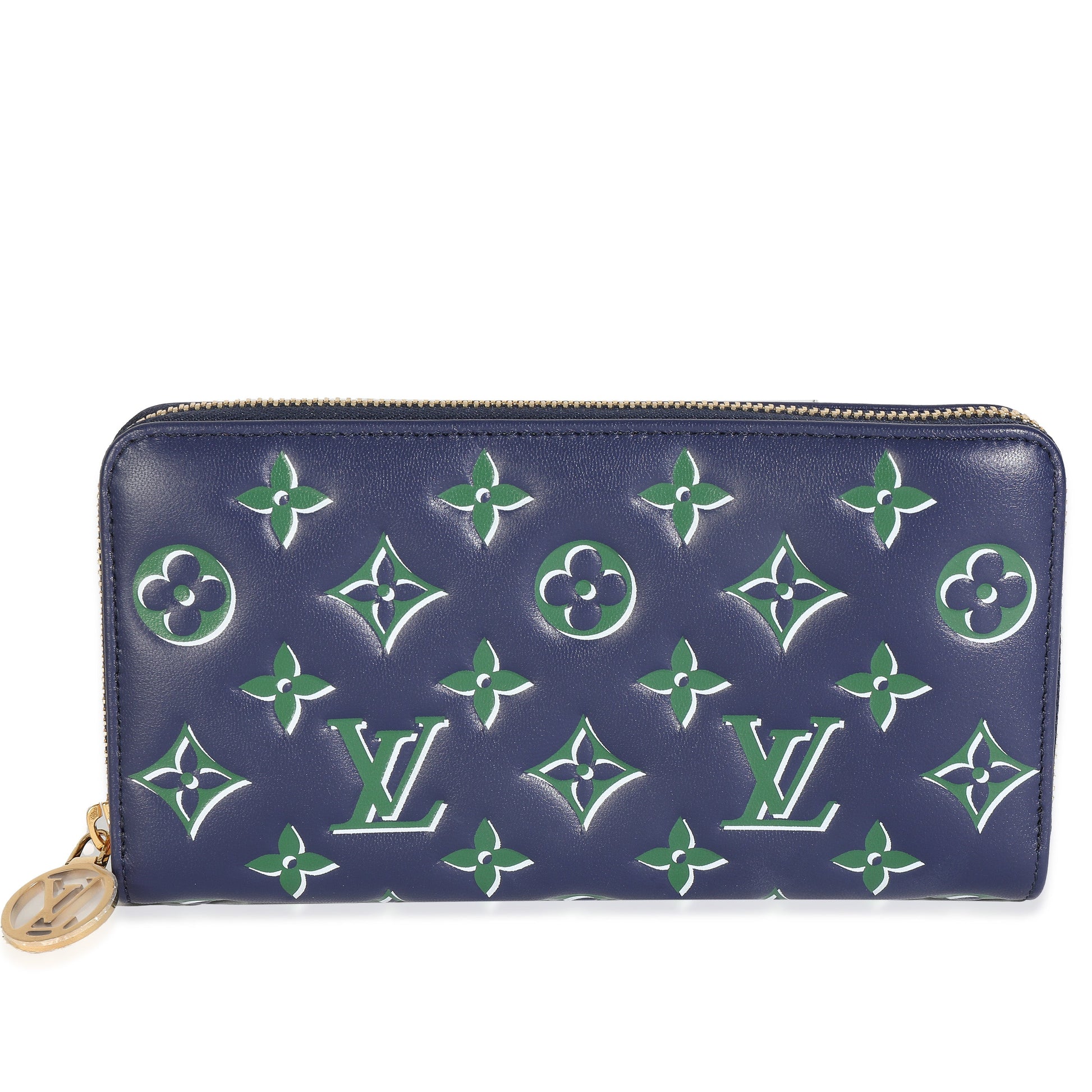 Louis Vuitton Coussin Zippy Monogram Lambskin Blue Green Wallet Case