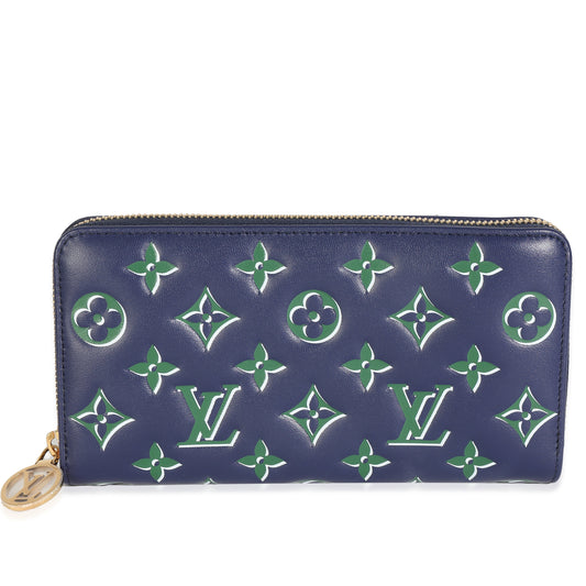 Louis Vuitton Coussin Zippy Monogram Lambskin Blue Green Wallet Case