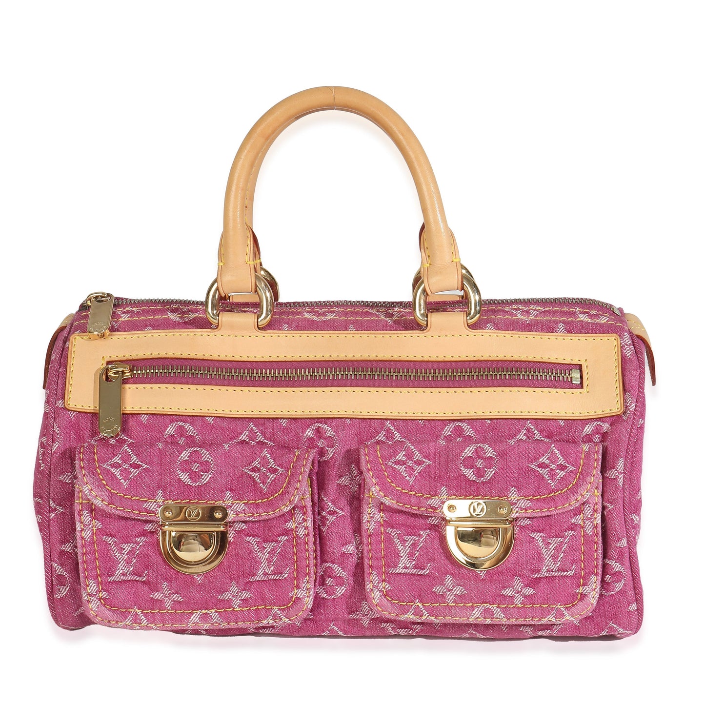 Louis Vuitton Fuchsia Neo Speedy Monogram Denim Handbag
