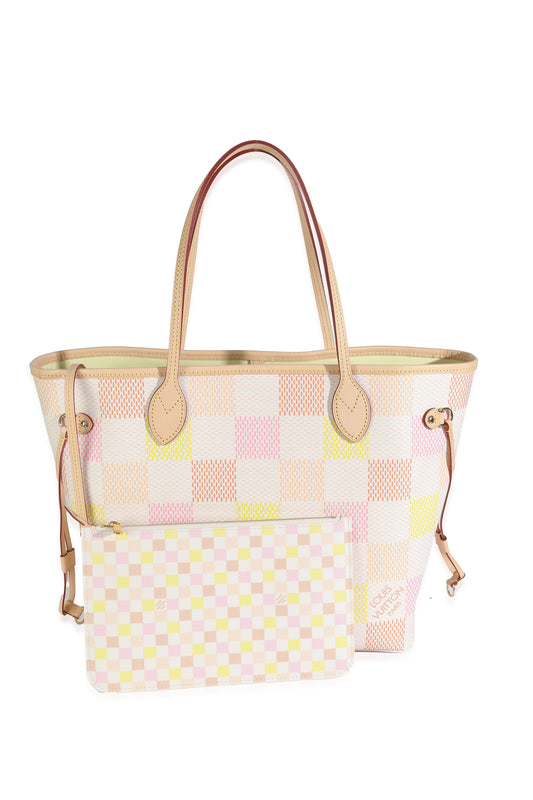 Louis Vuitton Peach Damier Giant Neverfull MM Canvas Tote Bag