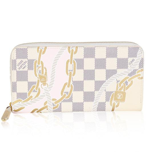 Louis Vuitton Damier Azur Nautical Zippy Canvas Gold Wallet Case