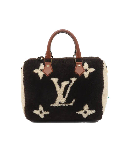 Louis Vuitton Speedy Bandouliere 25 Teddy Shearling Giant Monogram Handbag